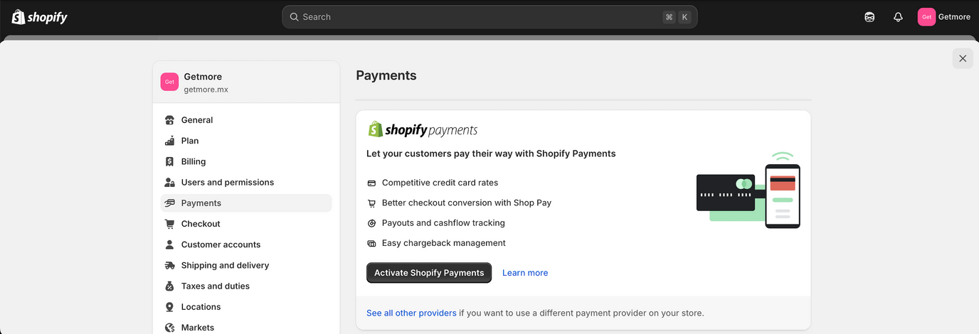 Shopify Payments esta disponible en mexico